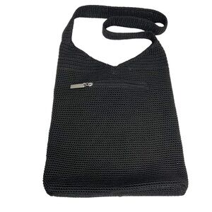 The Sak Solid Black Crochet Shoulder Bag Purse